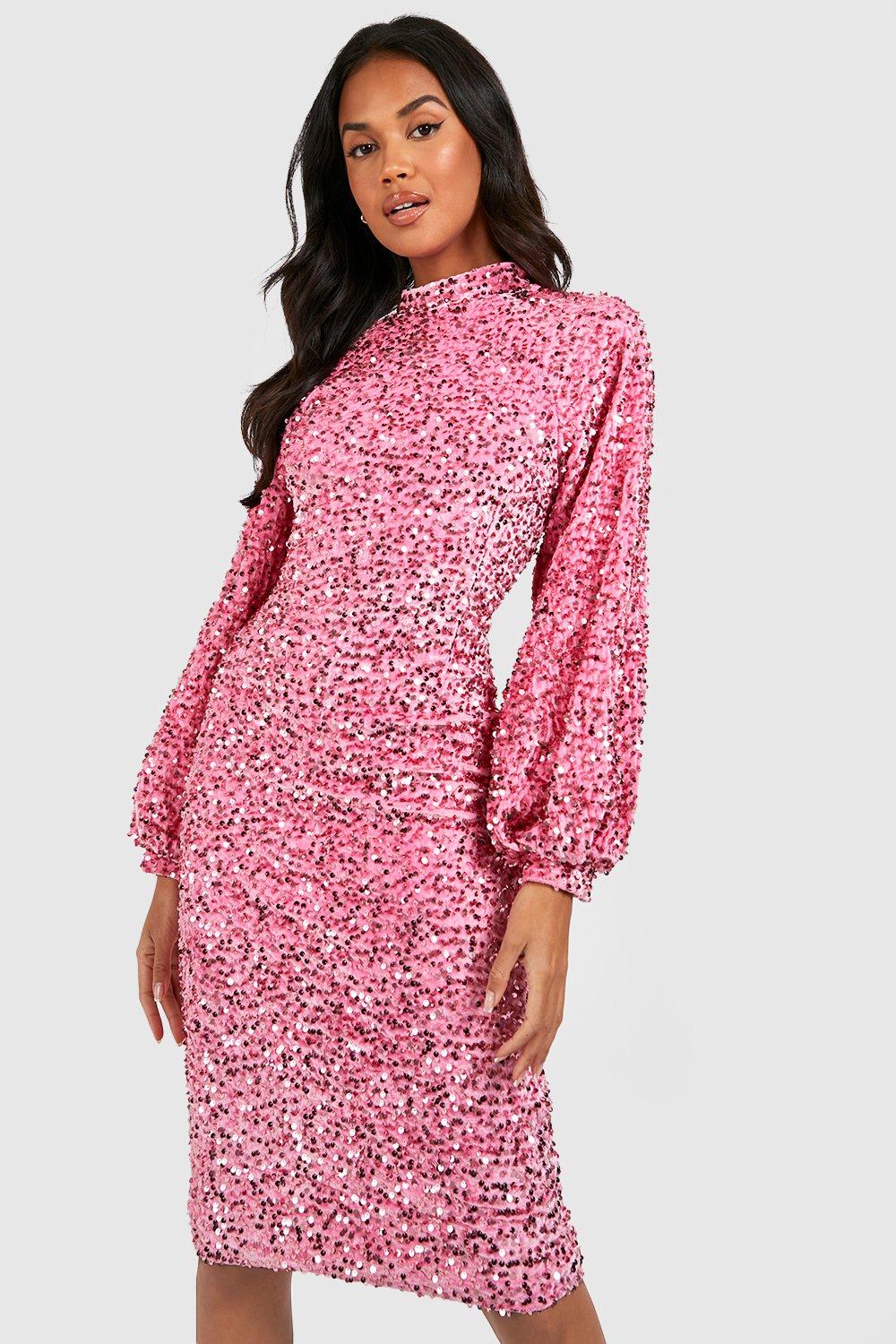 Velvet sequin shop high neck dress